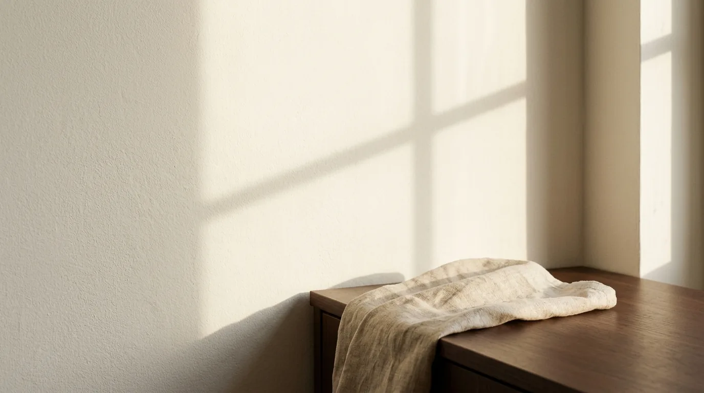 Late afternoon light falling across a quiet interior wall